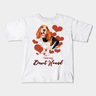 I love my Basset Hound Kids T-Shirt